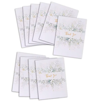 Image of UK Greetings Multipack of 10 Thank You Cards For Him/Her/Friend Teacher/Gift Appreciation &amp; Other Events Botanical Designs