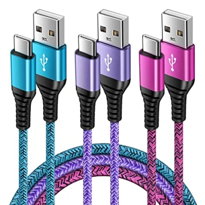 Image of USB C Fast Charger Cable, [3Pack 3FT/0.9M]Type Samsung Cable Lead Charging for Galaxy S24 S23 S22 S21 S20 S10 A12 A13 A145G A22 A33 A50 A52, Huawei P40 P30 P20 Lite