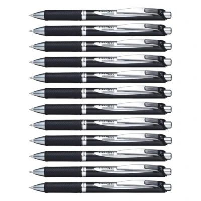 Image of Pentel 0.7 mm EnerGel Permanent Security Pen Black (Pack of 12), BLP77 A