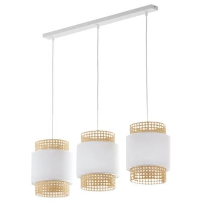 Image of Boho Bar Pendant Ceiling Light White, Rattan 3xE27