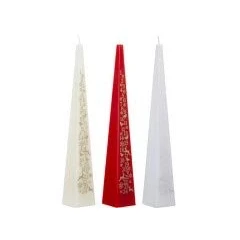 Image of Luxury Advent Candle in Red Ivory Or White, Tall 31.5cm Pyramid Square Cone Shape with Countdown to Christmas Day (Ivory)