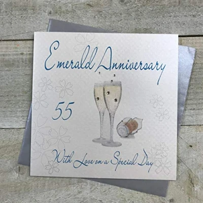 Image of WHITE COTTON CARDS Emerald Love On Your Special Day Handmade 55th Anniversary Card, WA55