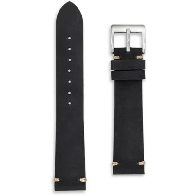 Image of Vintage Stitch Leather Watch Band Strap Catch 20mm Black (20mm, Black)