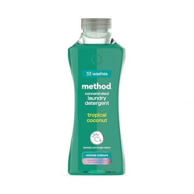 Image of method Concentrated Laundry Detergent, Washing Liquid Fresh Tropical Coconut Scent, 1 x 33 Washes, 990ml