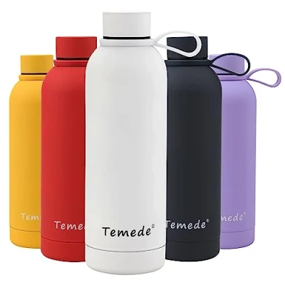 Image of Temede Insulated Water Bottle 750ml, Double Walled Vacuum Stainless Steel for 12 Hours Hot &amp; 24 Cold Drinks, BPA Free, Leakproof Metal Flask Great Men, Women Kids,Medium,White