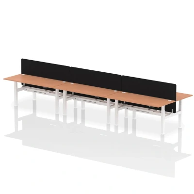 Image of Air B2B 1800x800mm Adjustable 6P Bench Desk CP Beech/White + Screen