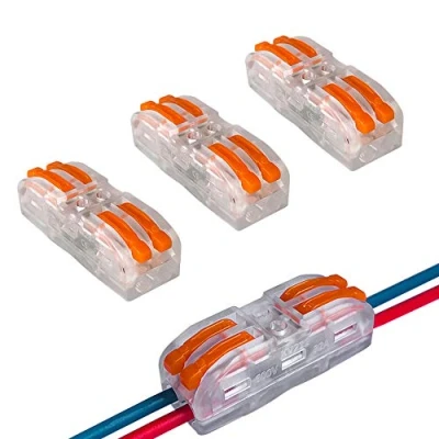 Image of Aiqeer 16 Pcs SPL 2 Lever Nut Wire Connectors, in out 4 Ports Transparent Conductor Compact Cable Clamp Terminal Block Quick Spring Connector