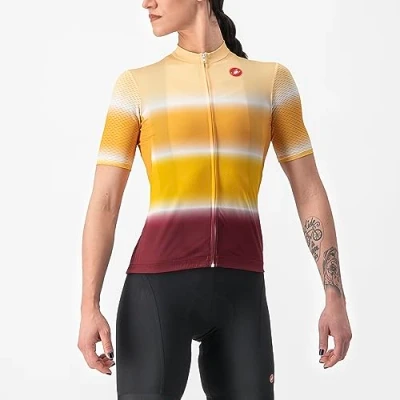 Image of CASTELLI 4522060 867 Dolce Jersey Women&#039;s T Shirt Sand/Bordeaux L