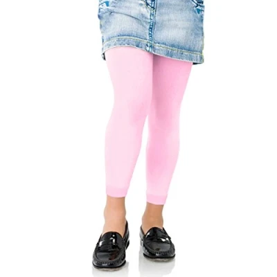 Image of Kids Fashion Girls Microfiber Semi Opaque Footless Tights 40 Denier (6 8 Years (122cm), Pink)