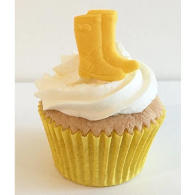 Image of 6 Fun &amp; Vibrant Edible Sugar Wellies: Yellow