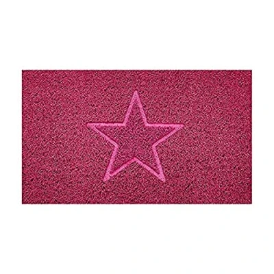 Image of Nicoman Embossed Spaghetti Door Mat Dirt Trapper Jet Washable Doormat 70x43cm (Pink, STAR Shape) Use Indoor or Sheltered Outdoor