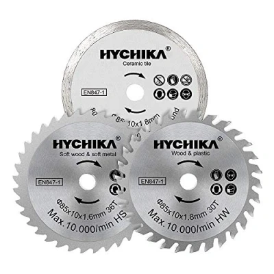 Image of HYCHIKA Mini Circular Saw Blades 3 PCS Diameter: 85mm, Arbor: 10mm, HC/HS/Diamond 4500 RPM