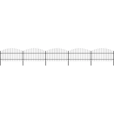 Image of vidaXL Garden Fence with Spear Top Steel (1 1.25)x8.5 m Black