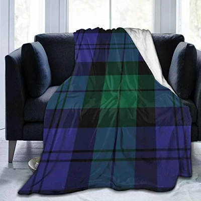 Image of YINGD Blackwatchs Modern Tartan Traditional Abstract Home Printed Flannel Blanket Ultra Soft Throw Warm Bed for Camping Sofa Bedroom 60&quot;x50&quot;