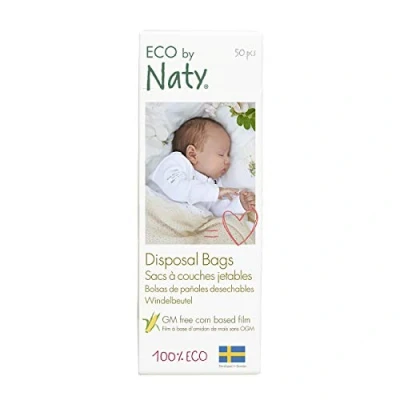 Image of Eco by Naty Ecological Disposable Bags Baby Nappy Sacks, 100% Compostable and Biodegradable (Pack of 50 pieces)