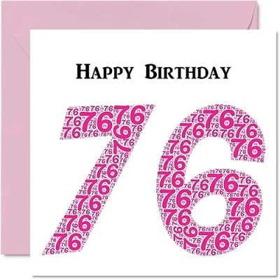 Image of Fun 76th Birthday Cards for Woman Shapecloud Happy Card Dad Mum Great Grandad Grandpa Nanny Grandma Gran Uncle Auntie, 145mm x Greeting Cards,