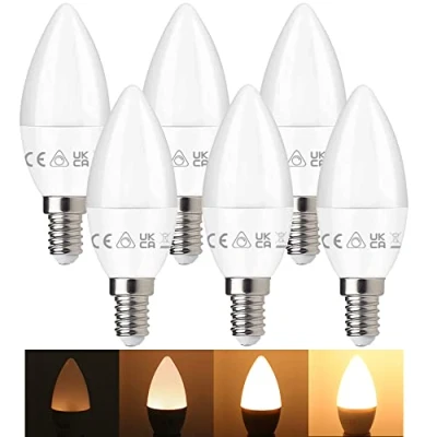 Image of Belns Melns E14 LED Bulbs Dimmable, 5W (Equivalent to 40W), Small Edison Screw (SES) Candle Bulb, 2700K Warm White Dimmable Pack of 6