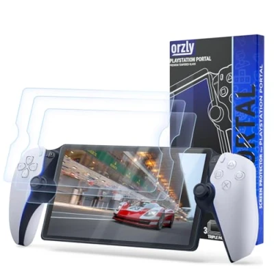 Image of Orzly Glass Screen Protector for Playstation Portal Remote Player Handheld Accessories (Pack of 4) Tempered Life time Edition