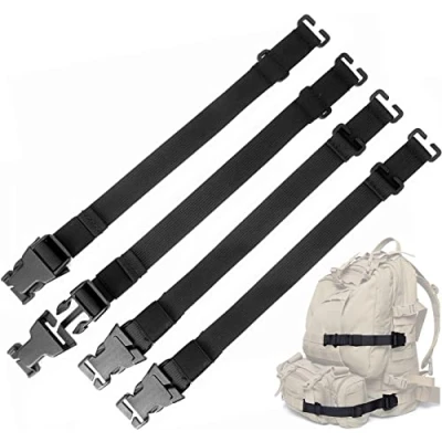 Image of YONCONO 4Pcs Tactical Rush Tier System, Adjustable Molle Backpack Fastening Straps with Buckle Clips, Outdoor Compression Bundling Straps, Expansion Module Accessory Luggage Strap