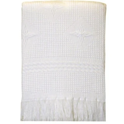 Image of BabyPrem Baby Large Soft Acrylic Stars Shawl Blanket 122 x 122cm White