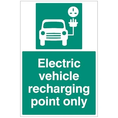 Image of Electric vehicle recharging point only (semi rigid pvc safety sign)