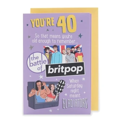 Image of UK Greetings 40th Birthday Card for Him/Her/Friend Nostalgic Design