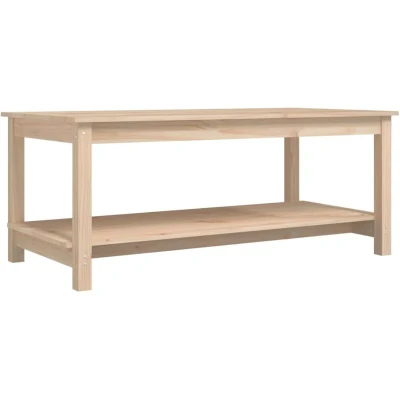 Image of vidaXL Coffee Table, Solid Wood Pine, 2 Tier Design, Rectangular Shape, Scandinavian Style, Brown Ideal for Living Room/Couch Table/Centre Table/Home Decor