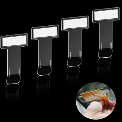Image of Devenirriche 4 Pcs Windshield Ticket Holder, Parking Holder Car Windscreen Permit Transparent Clip for Car, Van and Caravan