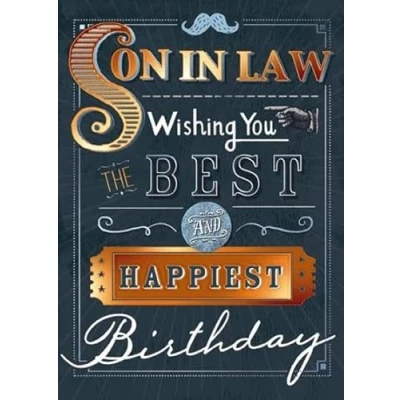 Image of Son in Law Birthday Card Best, Happiest Embossed with Foil Details Eco Friendly and Recyclable by Paper House