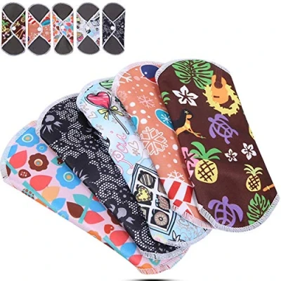Image of Menstrual Pad Reusable Waterproof Bamboo Charcoal Fiber Cloth Washable Women Sanitary Bladder Support &amp; Incontinence Pads Overnight Long Panty Liners for Comfort and Support(#2)