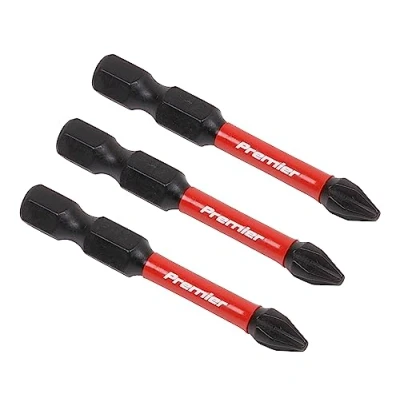Image of Sealey Premier Phillips #2 Impact Power Tool Bits 50mm 3pc