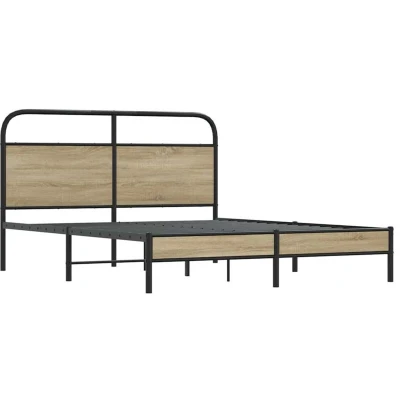 Image of vidaXL Bed Frame Without Mattress 160x200 cm Smoked Oak Engineered Wood