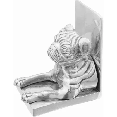 Image of vidaXL Bookends 2 pcs Silver 12x15x18 cm Aluminium Dog