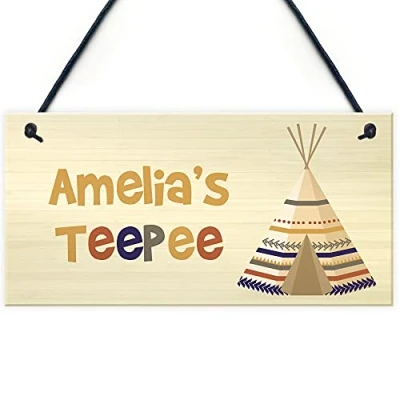 Image of RED OCEAN PERSONALISED Teepee Playhouse Den Home Decor Sign Gift For Daughter Son