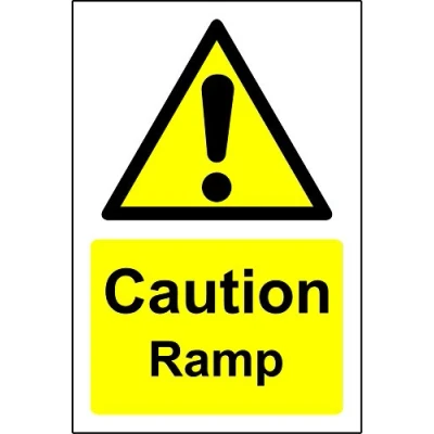 Image of Caution ramp safety sign Self adhesive sticker 300mm x 200mm