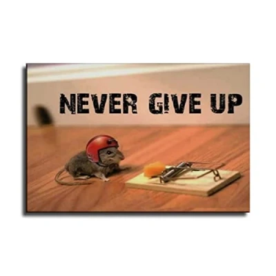 Image of Never Give Up Mouse Poster Decorative Painting Canvas Wall Art Living Room Posters Bedroom 16x24inch(40x60cm)