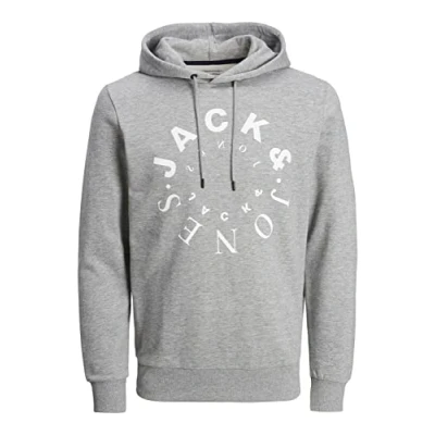 Image of JACK &amp; JONES Men&#039;s Jjwarrior Sweat Hood Sweatshirt, Light Grey Melange Big, S