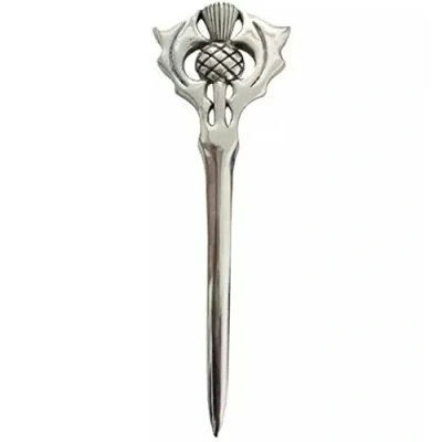 Image of Scottish Celtic Sword Thistle Hilt Kilt Pin 4&quot; Finish (Chrome)