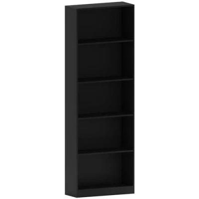 Image of Vida Designs Cambridge 5 Tier Extra Large Bookcase, Black Wooden Shelving Display Storage Unit Office Living Room Furniture