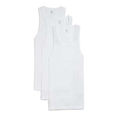 Image of 2(X)IST Men&#039;s Essential Cotton Tank Top 3 Pack, Pure White, Medium