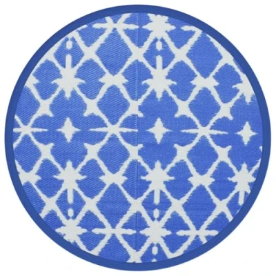 Image of vidaXL Outdoor Carpet 120 cm Diameter, Polypropylene UV Resistant Area Rug, Versatile for Patios/Gardens, Reversible, Foldable