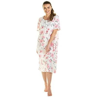Image of Undercover Ladies Roses Jersey Short Sleeve Nightie 0204 Pink 14 16