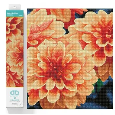 Image of DIAMOND DOTZ DQ9 Intermediate Kit, Peach Dahlias, 45 x 35cm