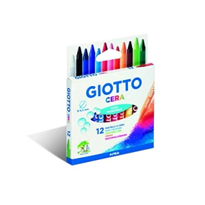 Image of GIOTTO Cera Super Washable Large Wax Crayon, 12 Assorted Colours, Ideal for Children, Party Bags &amp; Schools