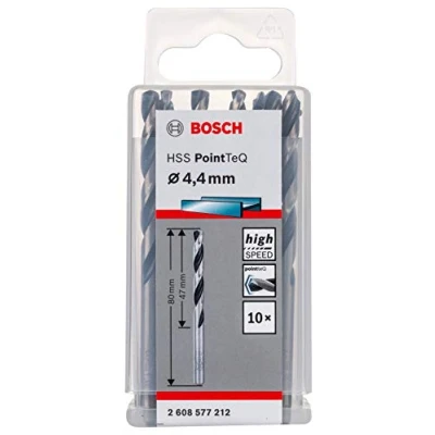 Image of Bosch Professional 10 Piece PointTeQ HSS Twist Drill Bit (for Metal, 4.4 x 47 80 mm, Driver Accessories)