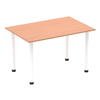 Image of Impulse 1200mm Straight Table Beech Top White Post Leg