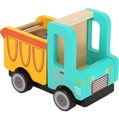 Image of Small Foot 12009 Kipplaster aus Holz, FSC 100% Zertifiziert, beladbar, abgesicherte Kippvorrichtung, mit 3 Bauklötzen Toy, Multicoloured