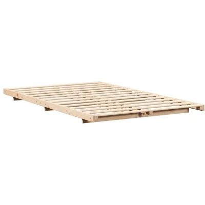 Image of Floor Bed Frame Brown 120 x 200 cm Solid pine wood Vidaxl