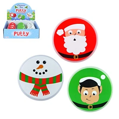 Image of Henbrandt 3 x Christmas Putty Tubs for Kids Santa Claus Snowman Elf Xmas Toys Mini Party Bag Favours Loot Fillers Lucky Dip Stocking Boys and Girls