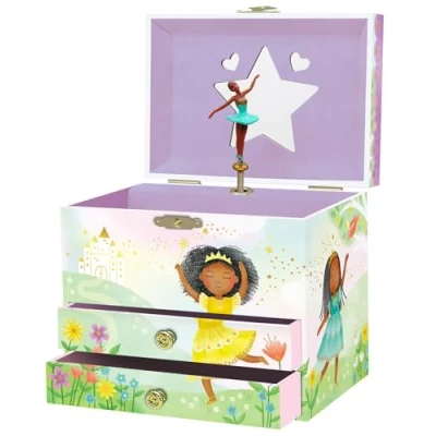 Image of Giggle &amp; Honey Musical Ballerina Jewellery Box for Girls Kids Dancing Music with Mirror, Black Gifts Little Girls, Childrens Birthday Gift, Ages 3 10